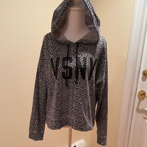 Victoria's Secret Black and White Leopard Hoodie